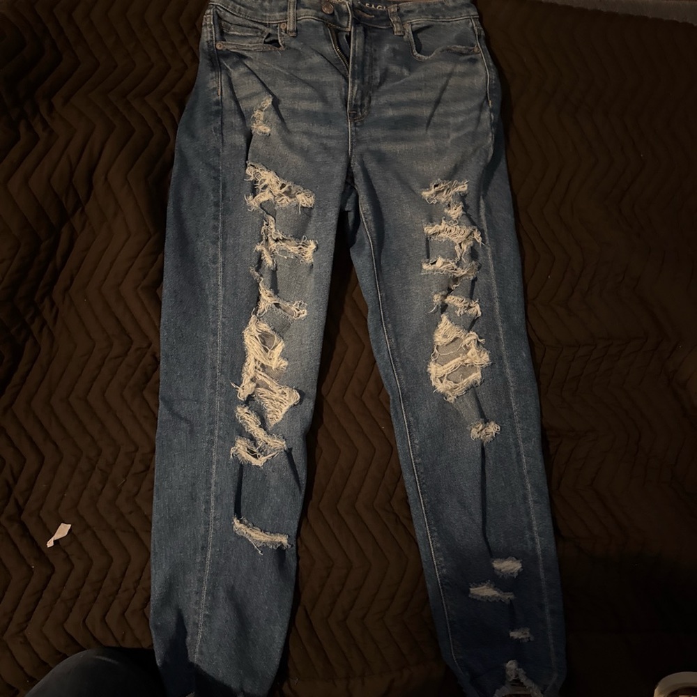 American Eagle Outfitters Ripped Dark Blue Boyfriend Jeans